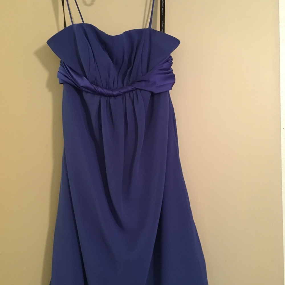 Cobalt blue Chiffon overlay high waisted dress